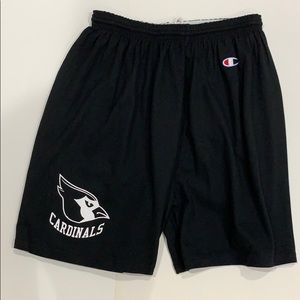 Champion men’s cotton black shorts cardinal logo